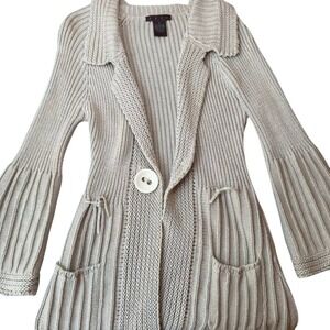 Anthropologie SHAE Women S Cotton Cashmere Knit Cardigan Cozy Chucky Boho